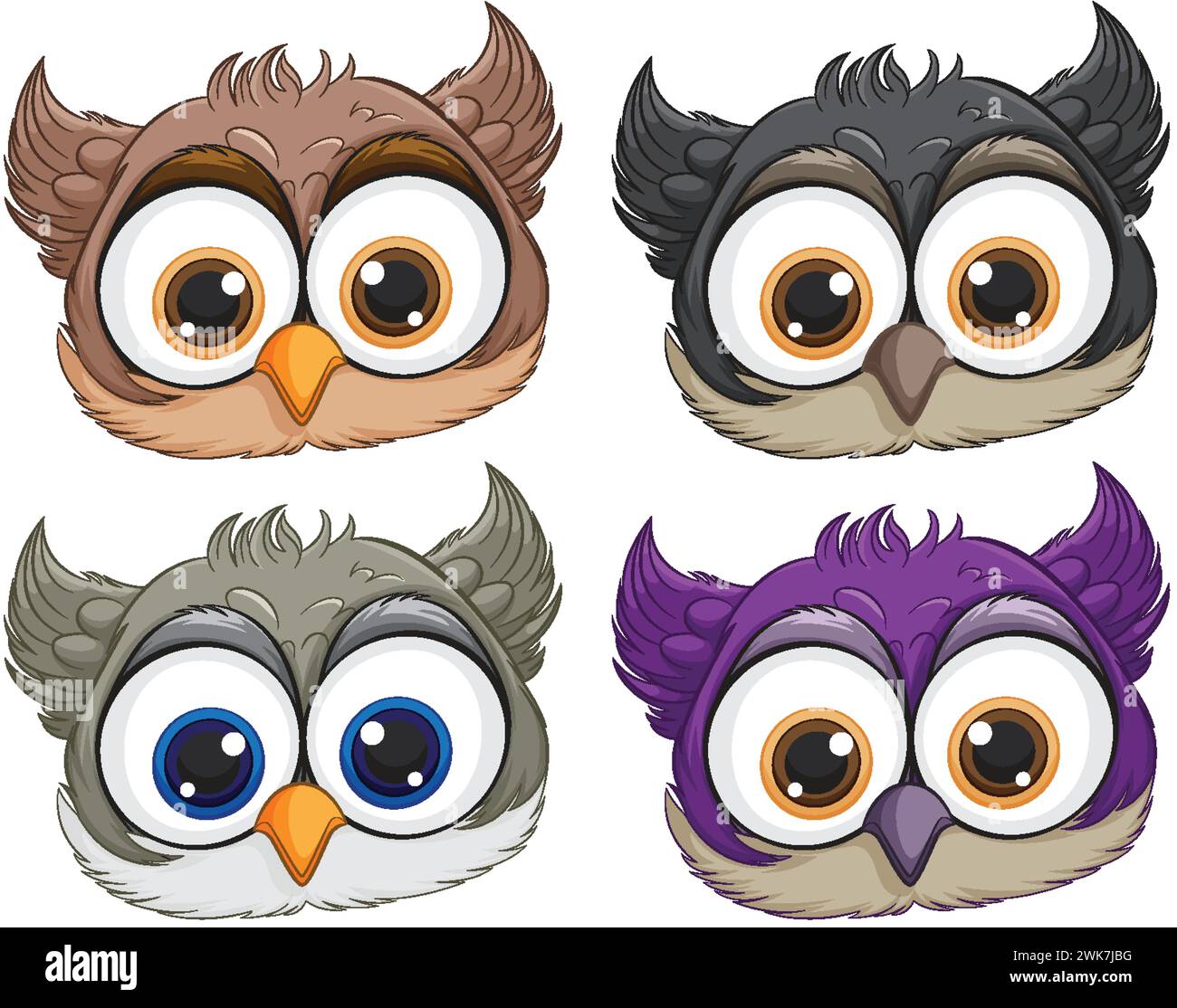 Four cute owls with different feather colors Stock Vector Image & Art ...