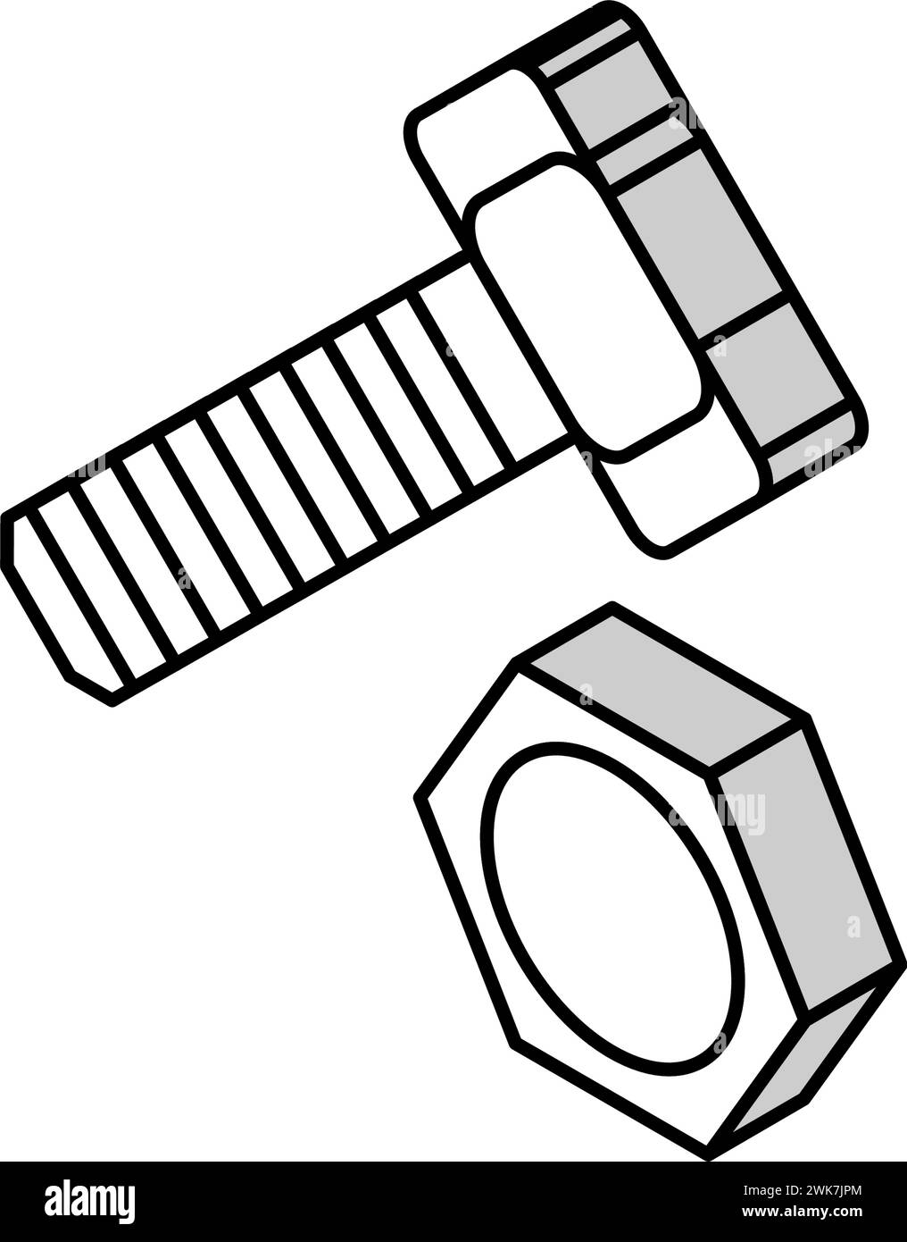 hex head bolt isometric icon vector illustration Stock Vector Image