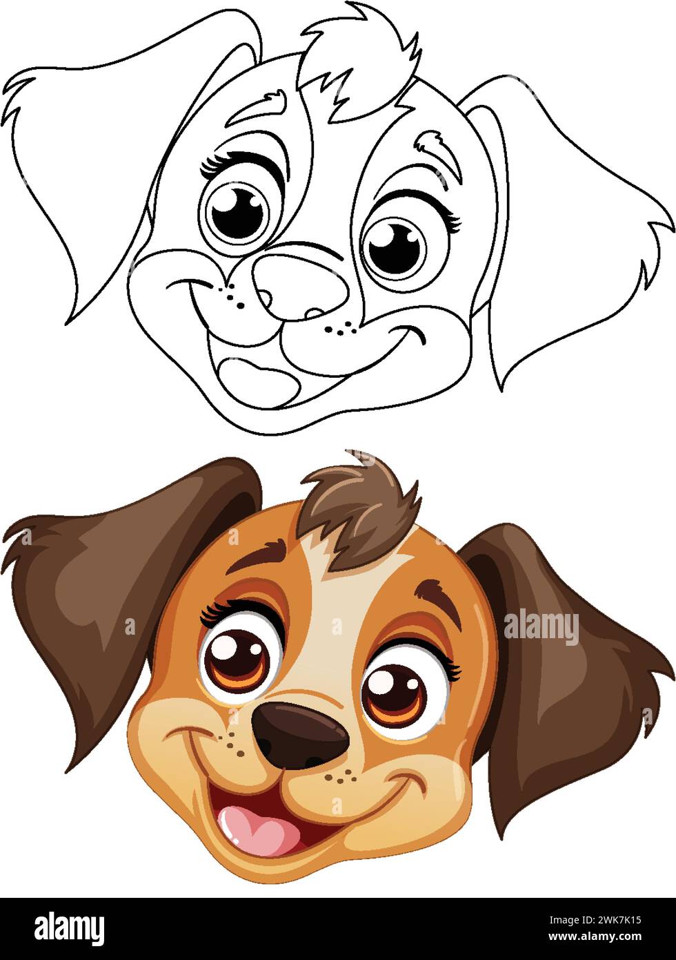 Vector art of a happy cartoon puppy face Stock Vector Image & Art - Alamy