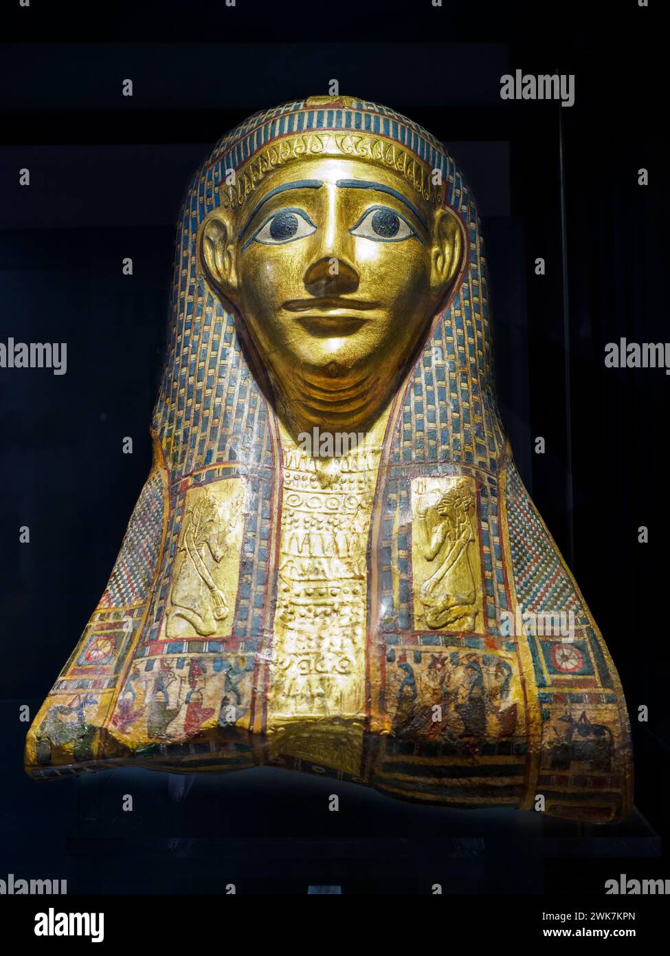 Mummy mask - Ptolemaic period (late 1st century BC) - Pressed, plastered and painted cloth - Museo di Scultura Antica Giovanni Barracco, Rome, Italy Stock Photo