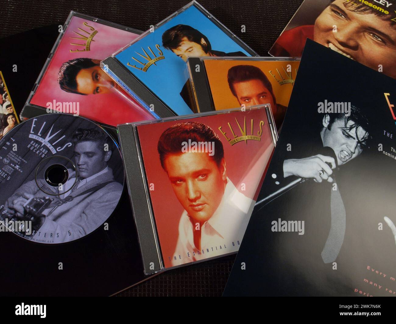 Music Exhibition - Elvis Presley CD Covers; King of Rock and Roll Stock Photo