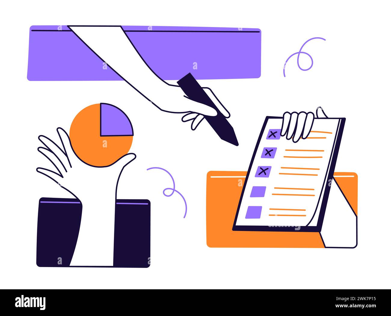Performing different tasks in a business process stock vector image