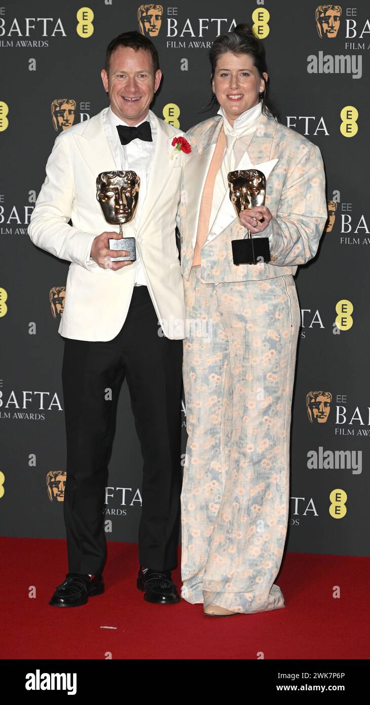 Photo Must Be Credited ©Alpha Press 085000 18/02/2024 James Price and Shona Heath at The 2024 EE BAFTA Film Awards Pressroom in London Stock Photo