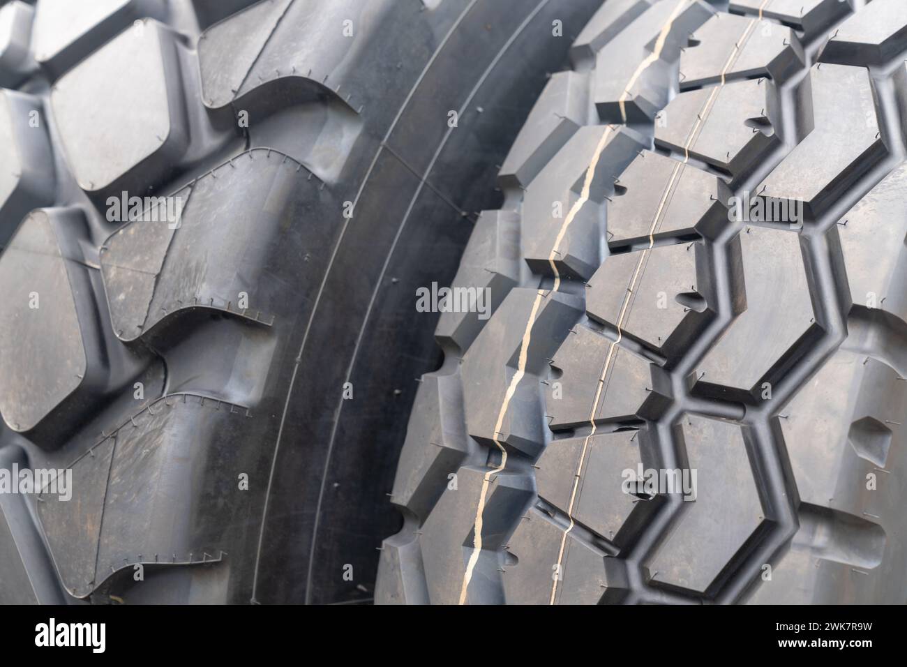 Close up of a tractor tire tread. Stock Photo