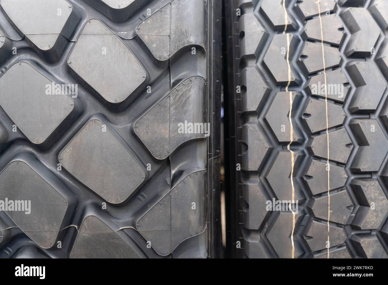 Close up of a tractor tire tread. Stock Photo
