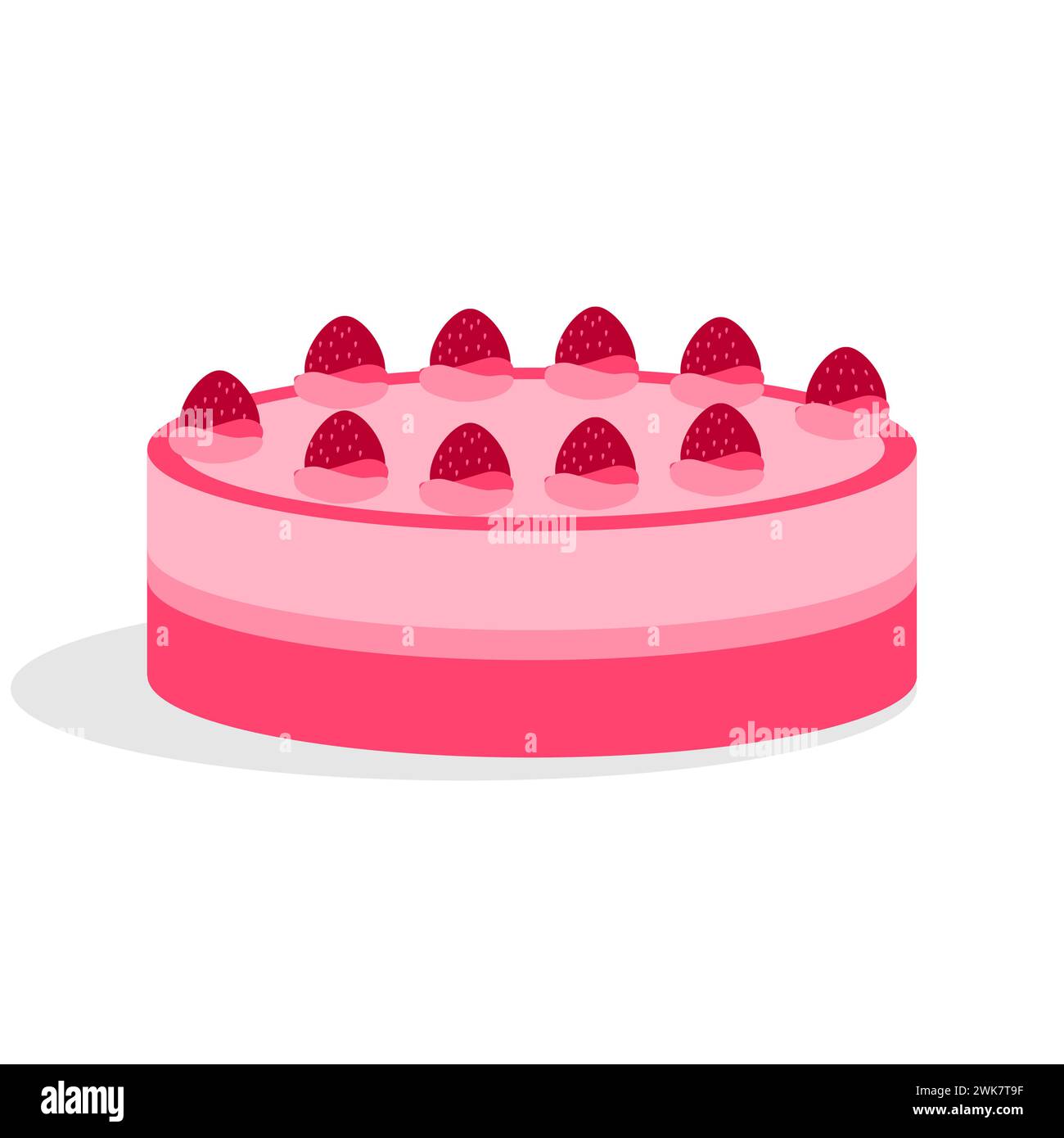 Art illustration design concept fast junk food seamless symbol logo of strawberry cake Stock Vector