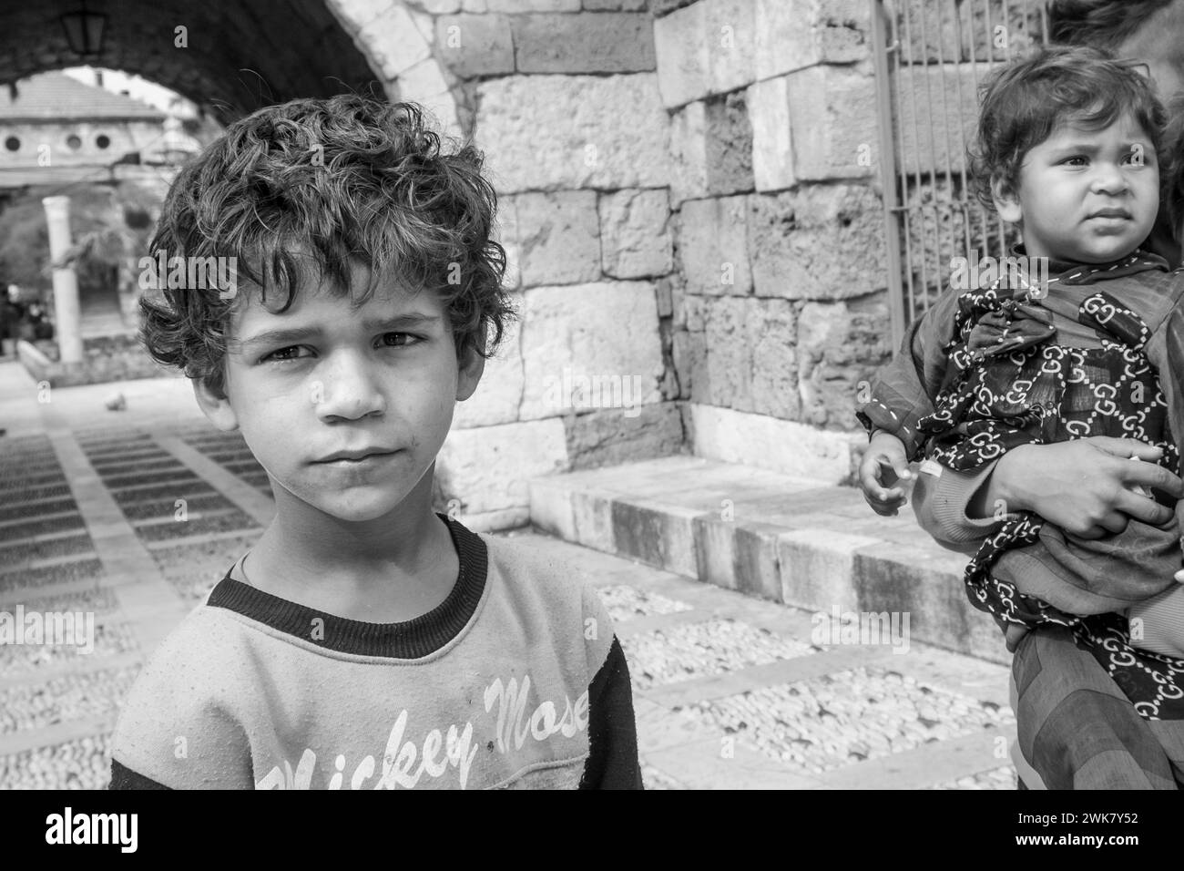 Lebanon, Jebeil, Byblos, beggar kids Stock Photo