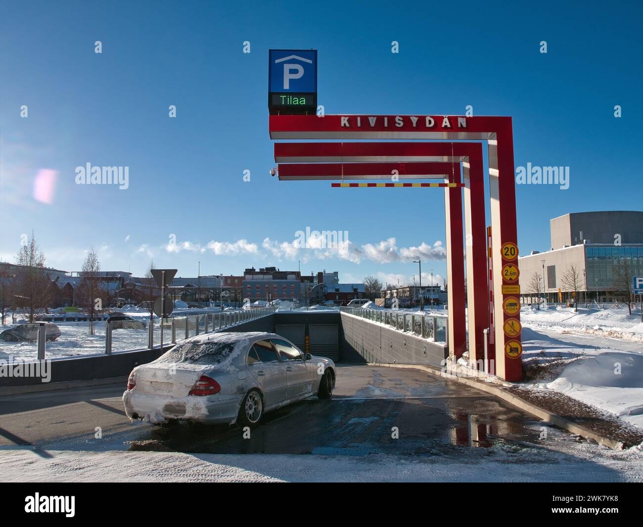 entrance to the underground parking lot Kivisydän in Oulu Finland Stock Photo