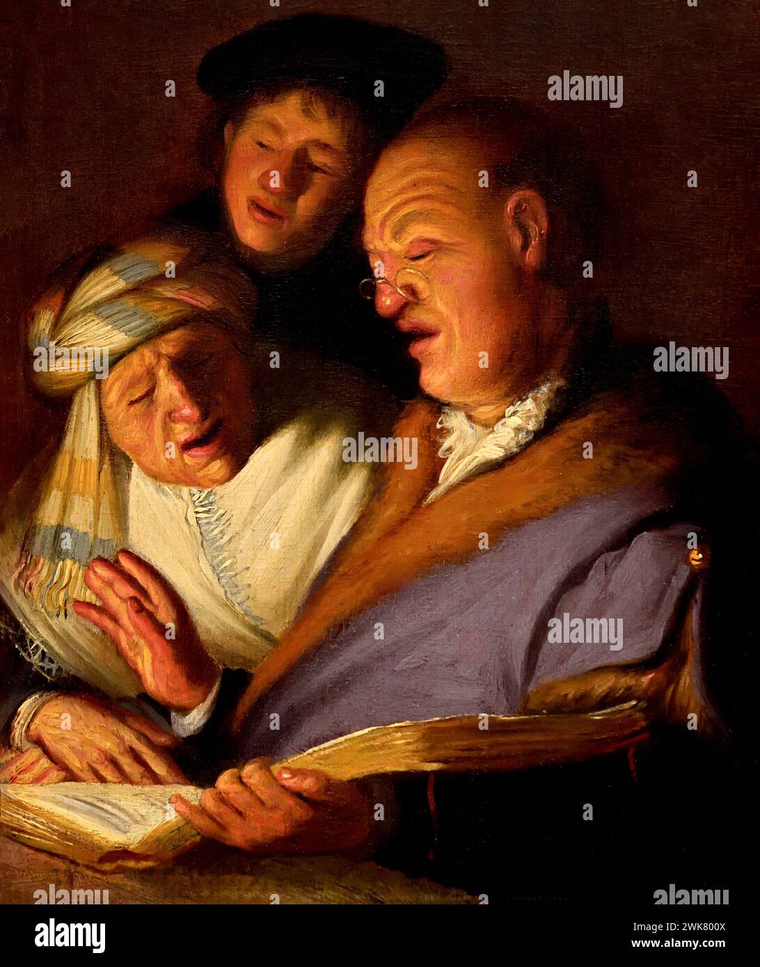 Three Musicians ( allegory of hearing ) 1624 -1625 by Rembrandt Harmensz (Harmenszoon) van Rijn  1606–1669 17th Century The Netherlands Dutch Holland, ( REMBRANDT'S FOUR SENSES – HIS FIRST PAINTINGS ) Stock Photo