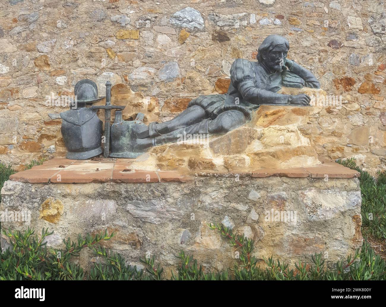 Llerena, Spain - Jun 26th, 2021: Pedro Cieza de Leon sculpture. Spanish conquistador and chronicler. Unknown artist, 2018 Stock Photo