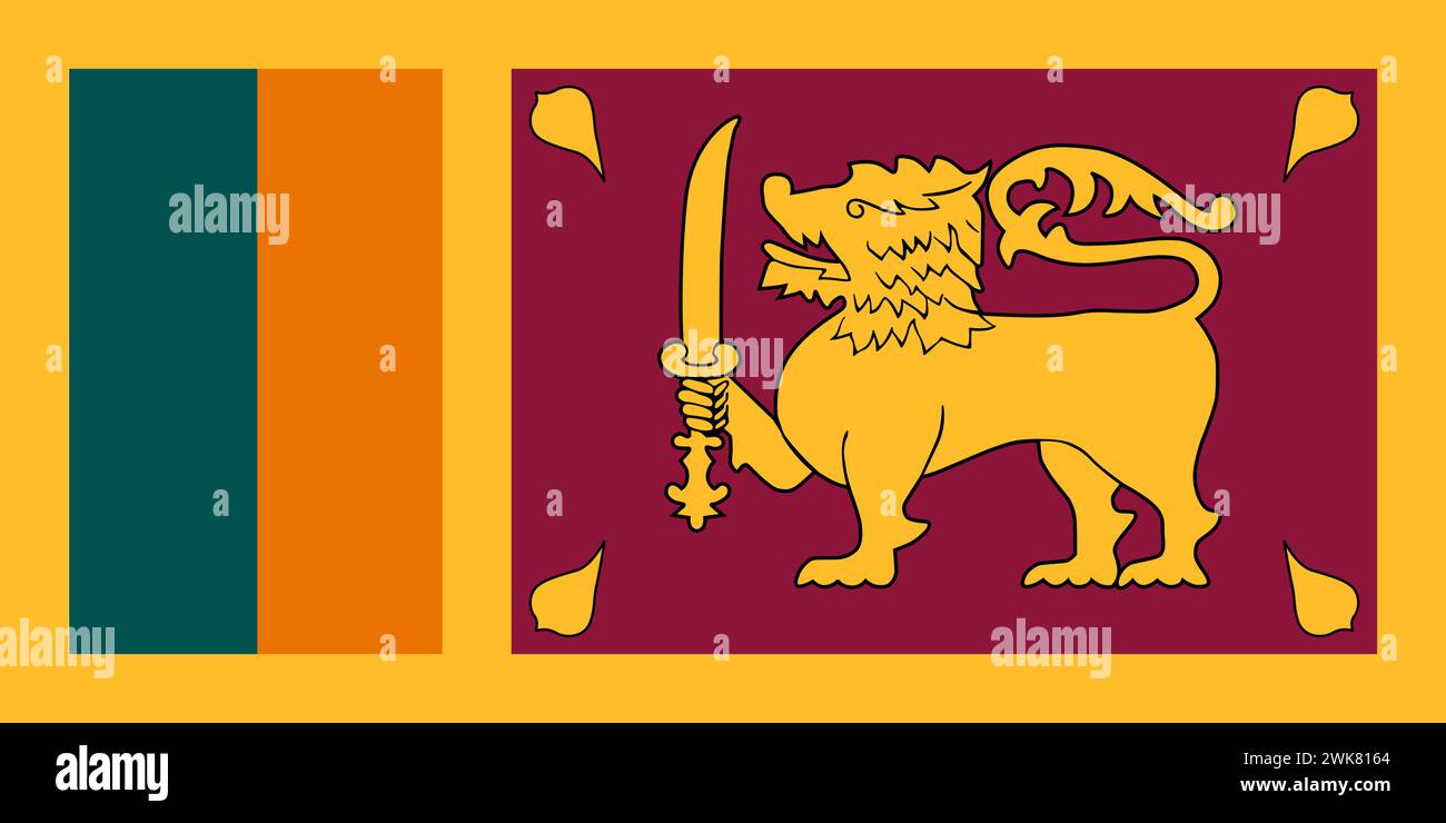 Countries, cultures and travel: the flag of Sri Lanka Stock Vector