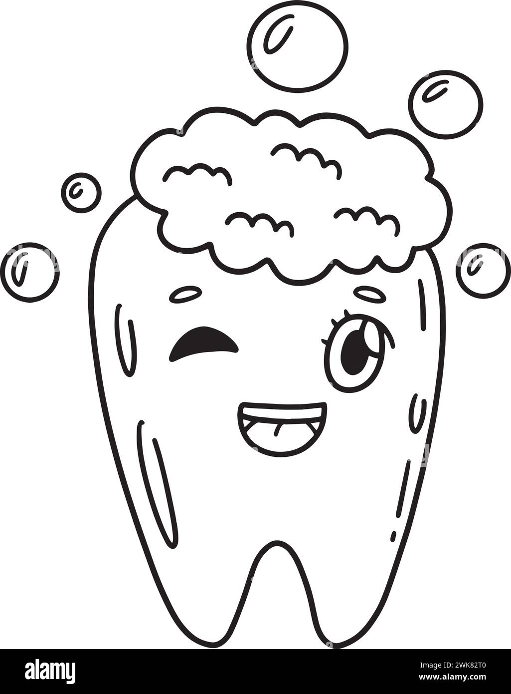 Dental Care Giant Smiling Tooth Isolated Coloring Stock Vector Image ...