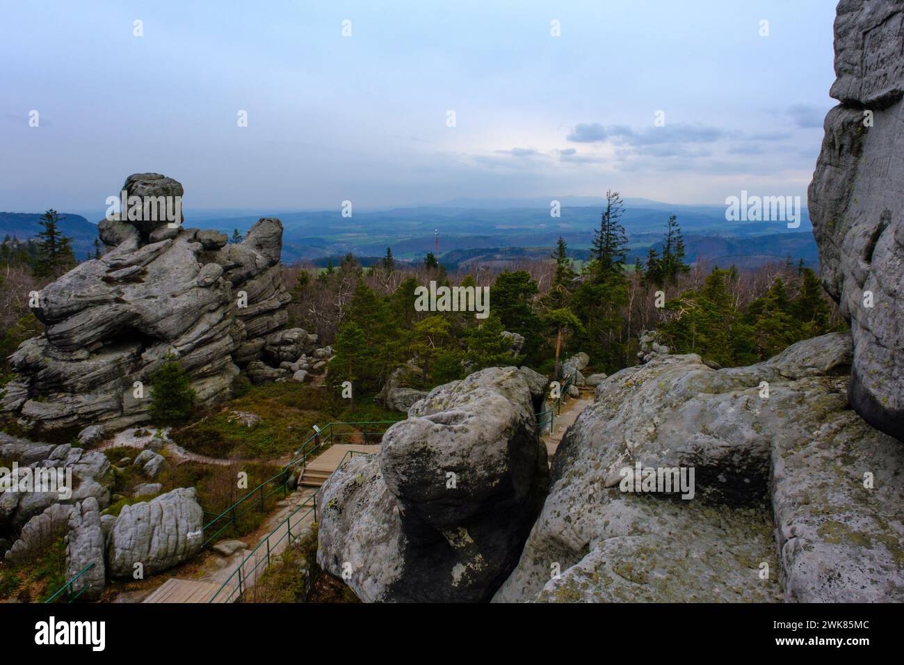 Stolowe Mountains in Poland. View from Great Szczeliniec Wielki Stock Photo