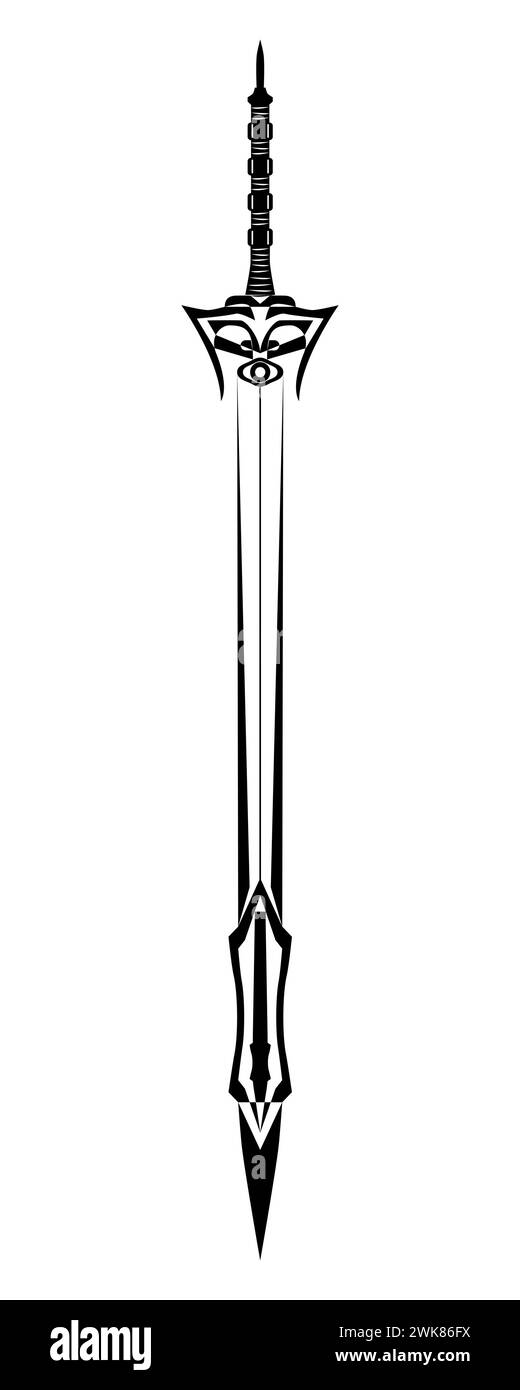 Sword outline. Ancient Longsword. Saber. Blade Tattoo. Vector ...