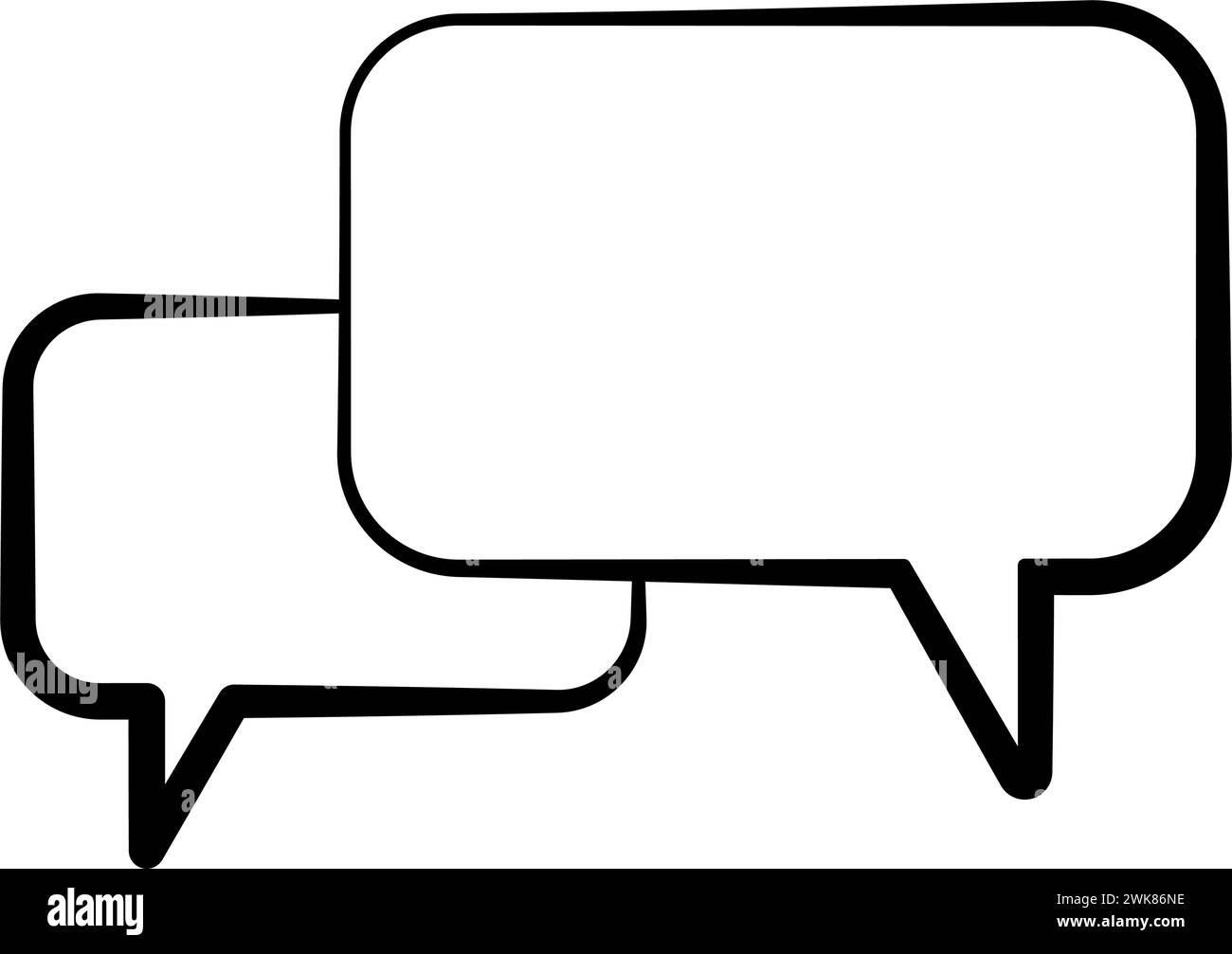 Two speech bubbles. Chatting icon symbol. Outline vector illustration Stock Vector