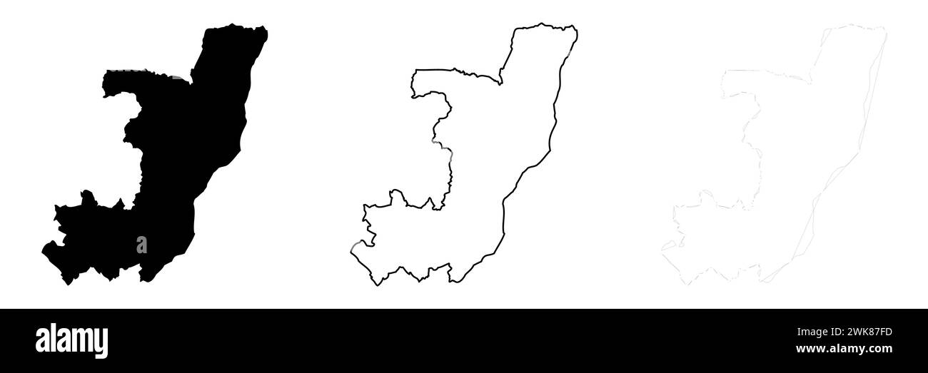 Republic of the Congo country silhouette. Set of 3 high detailed maps ...