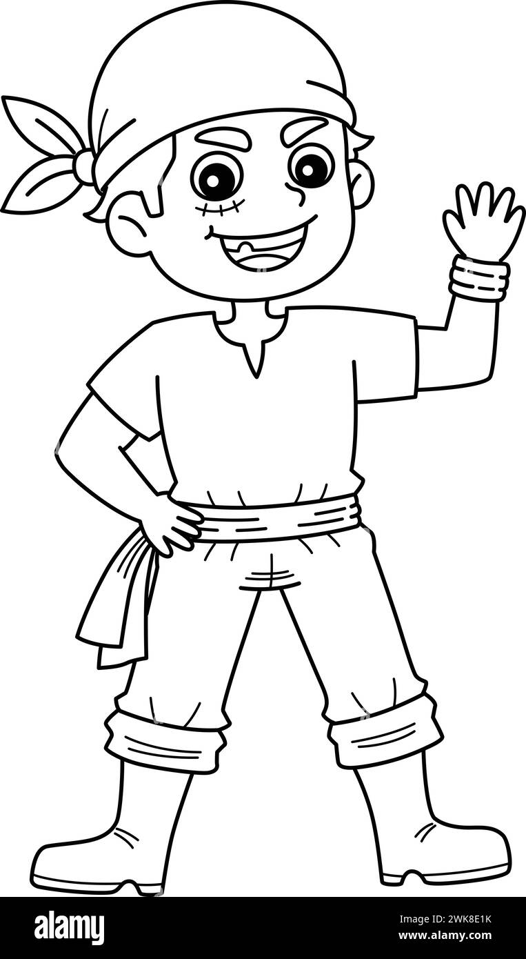 Pirate Crew Isolated Coloring Page for Kids Stock Vector Image & Art ...