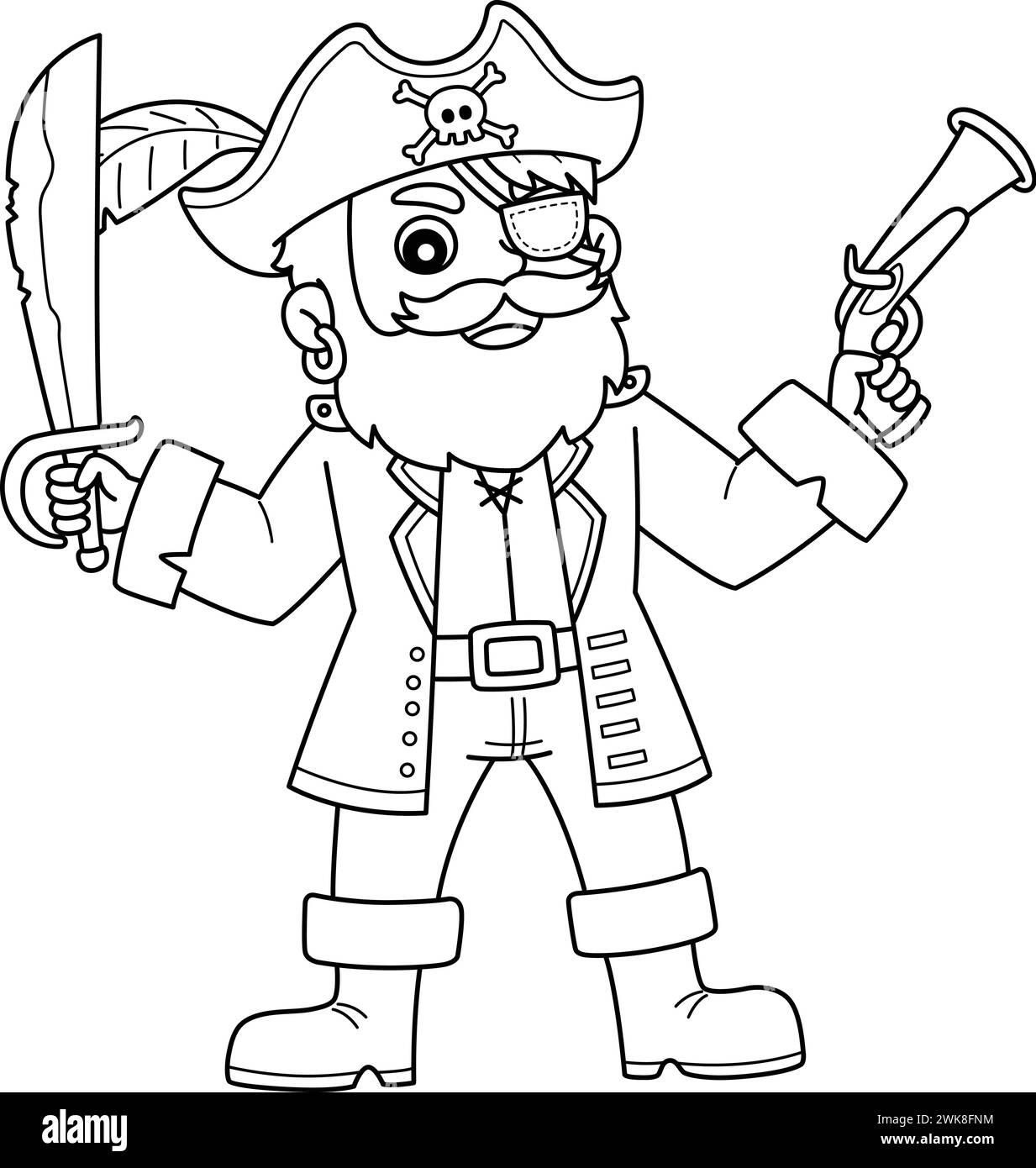 Pirate Captain Isolated Coloring Page for Kids Stock Vector Image & Art ...