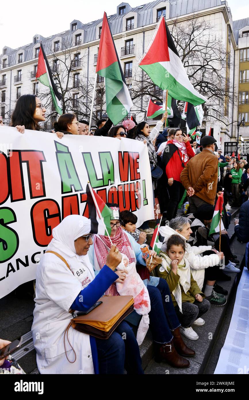 Pro Palestine protesters in Paris - February 2024 Stock Photo - Alamy