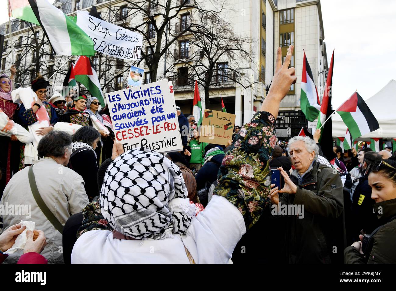 Pro Palestine protesters in Paris - February 2024 Stock Photo - Alamy