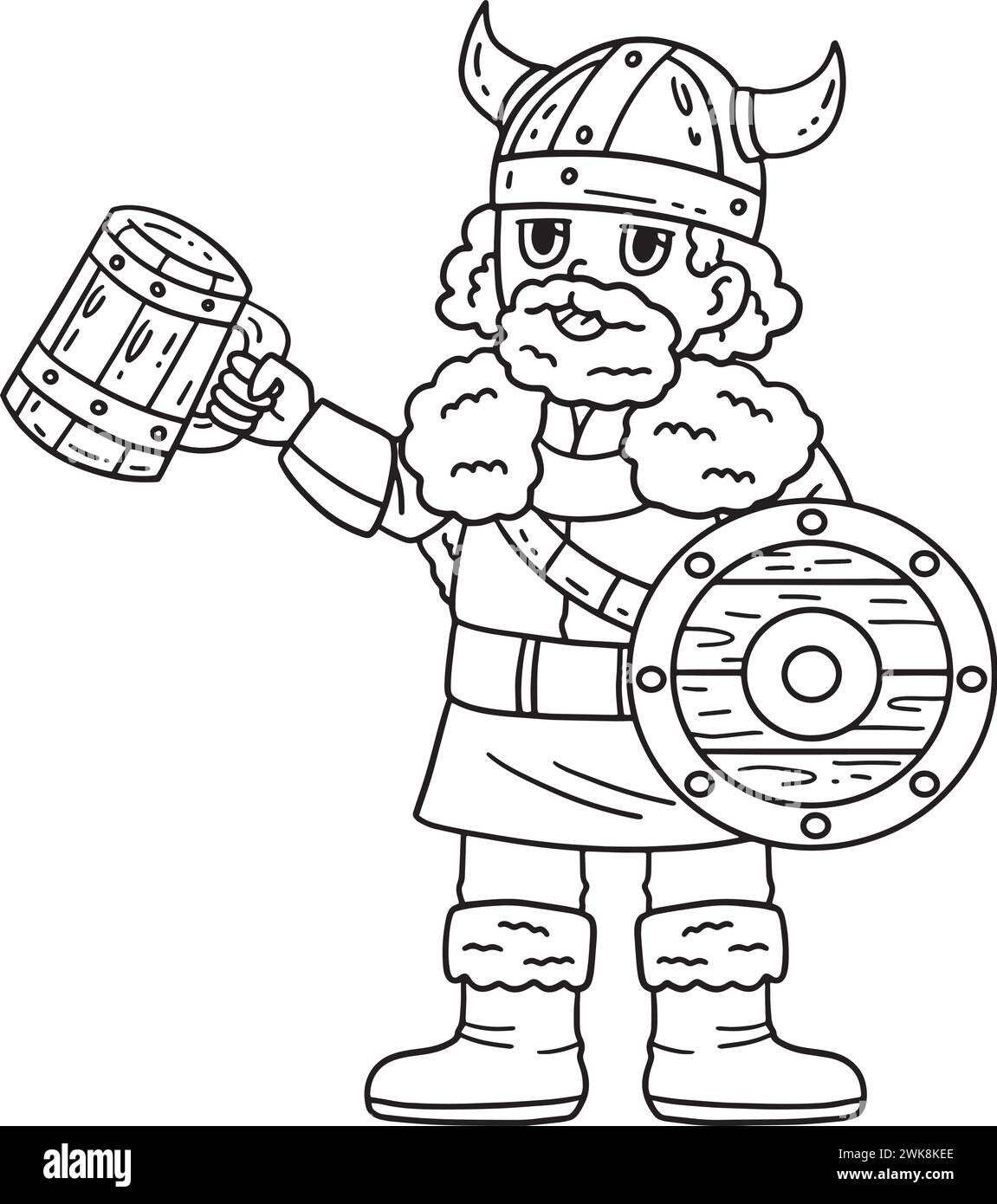 Viking Drinking Mead Isolated Coloring Page Stock Vector Image & Art
