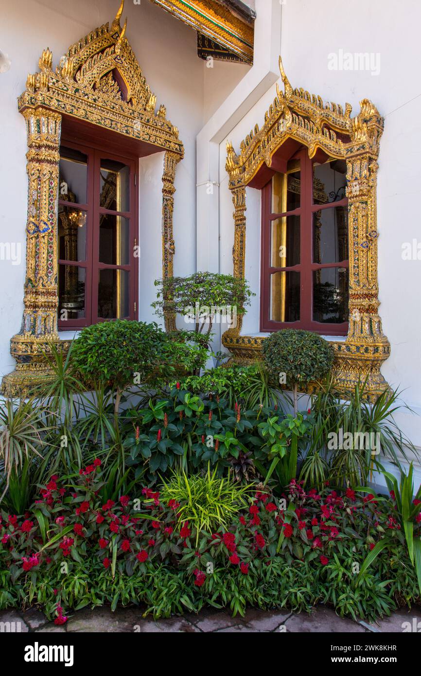 Detail of the Phra Thinang Amarin Winitchai in the Middle Court of the Grand Palace in Bangkok, Thailand. Stock Photo