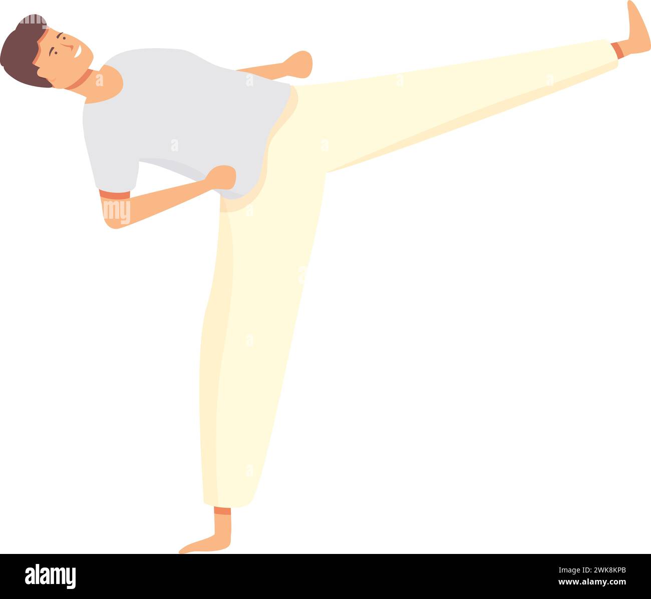 Long kick capoeira icon cartoon vector. Dance cute. Brazilian martial art Stock Vector Image