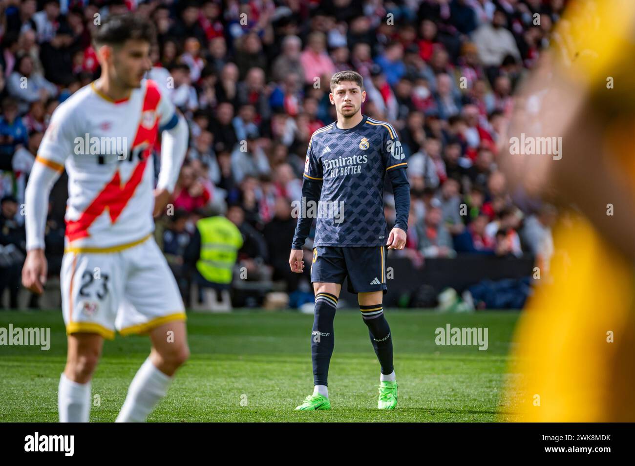 Oscar Valentin of Rayo Vallecano seen in action during the La Liga EA Sports 2023/24 football match between Rayo Vallecano and Real Madrid at Estadio Vallecas. Rayo Vallecano 1 : 1 Real Madrid (Photo by Alberto Gardin / SOPA Images/Sipa USA) Stock Photo