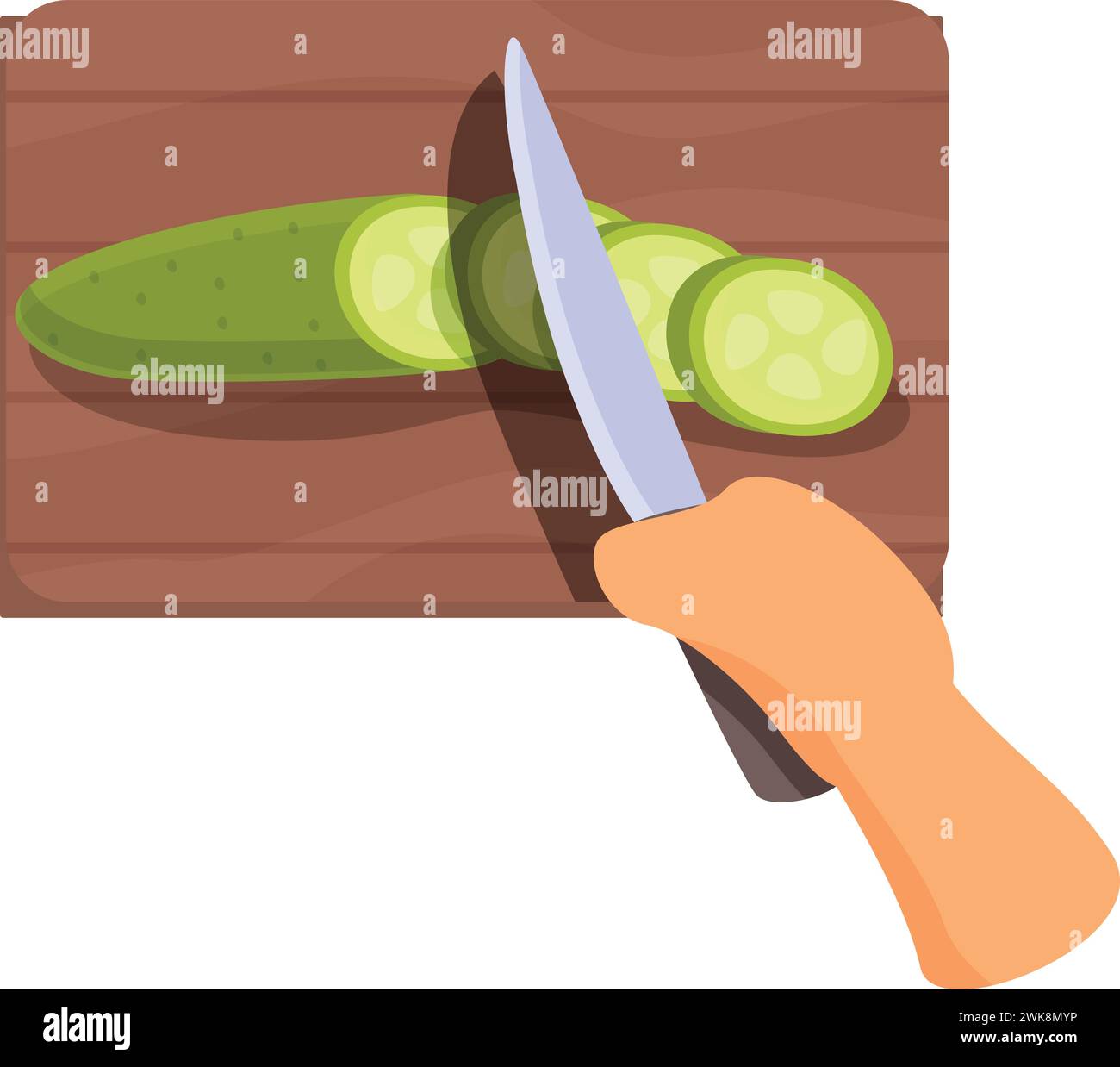 Cucumber cutting on board icon cartoon vector. Food preparation. Kitchen bakery Stock Vector