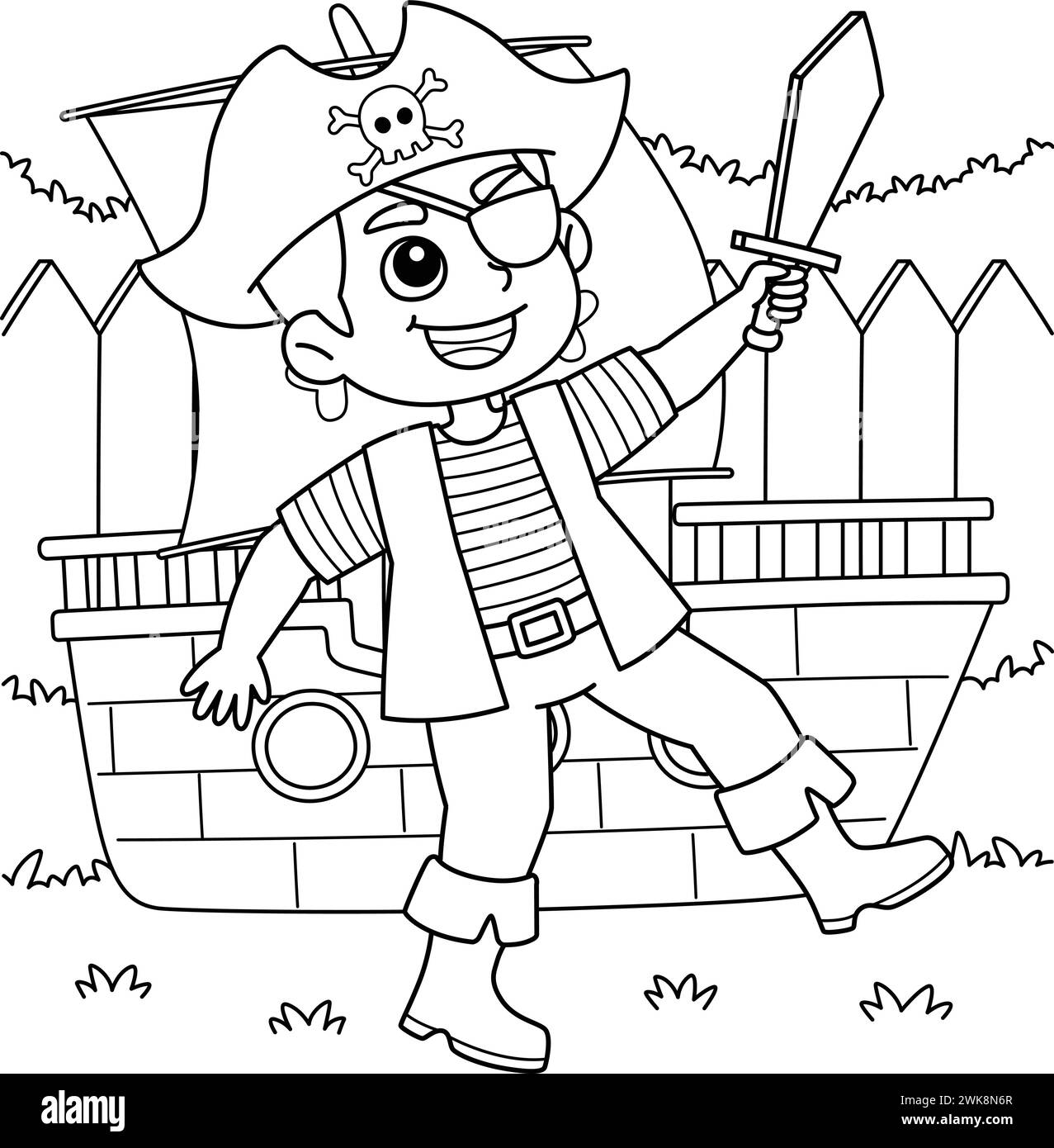 Pirate Boy Coloring Page for Kids Stock Vector Image & Art - Alamy