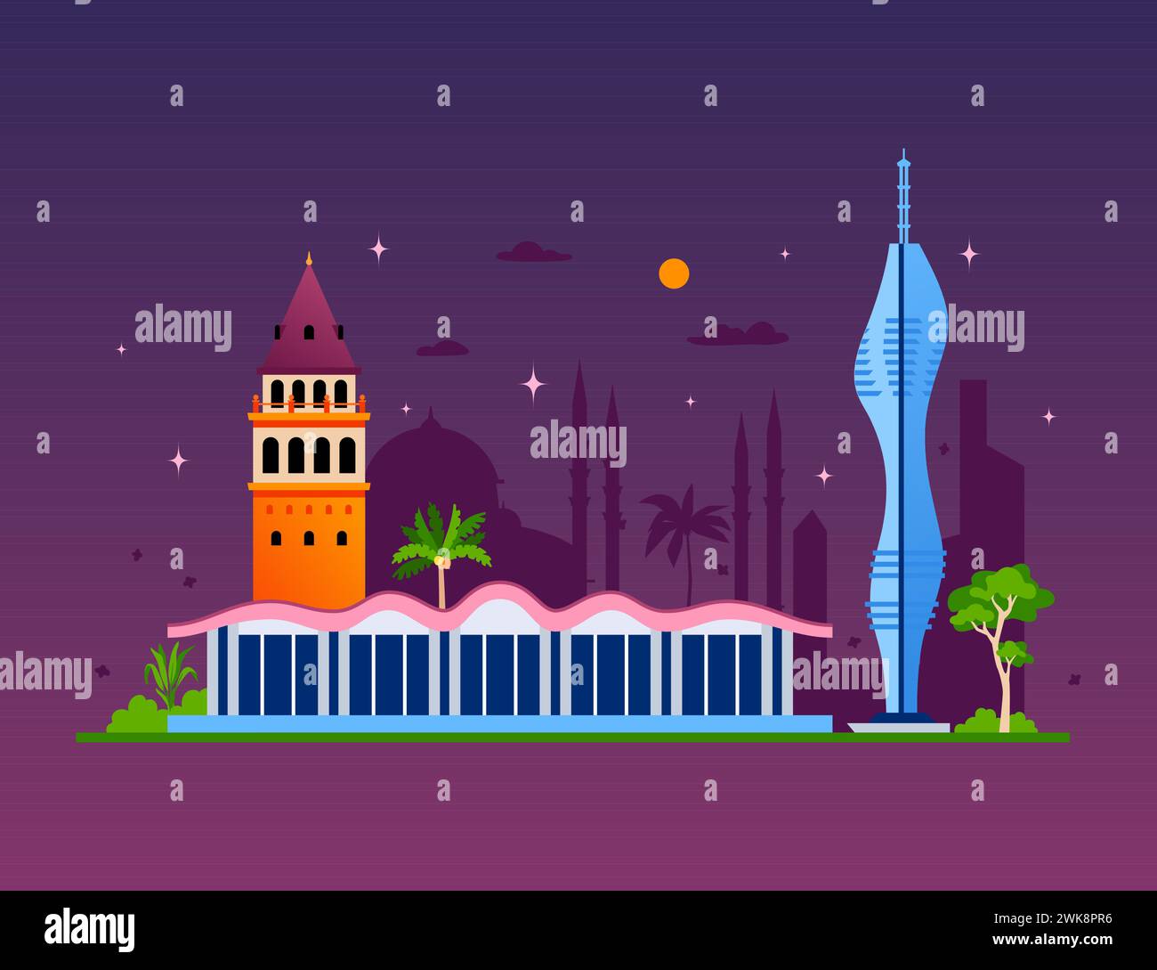Night In Turkey Modern Colored Vector Illustration Stock Vector Image night-in-turkey-modern-colored-vector-illustration-stock-vector-image