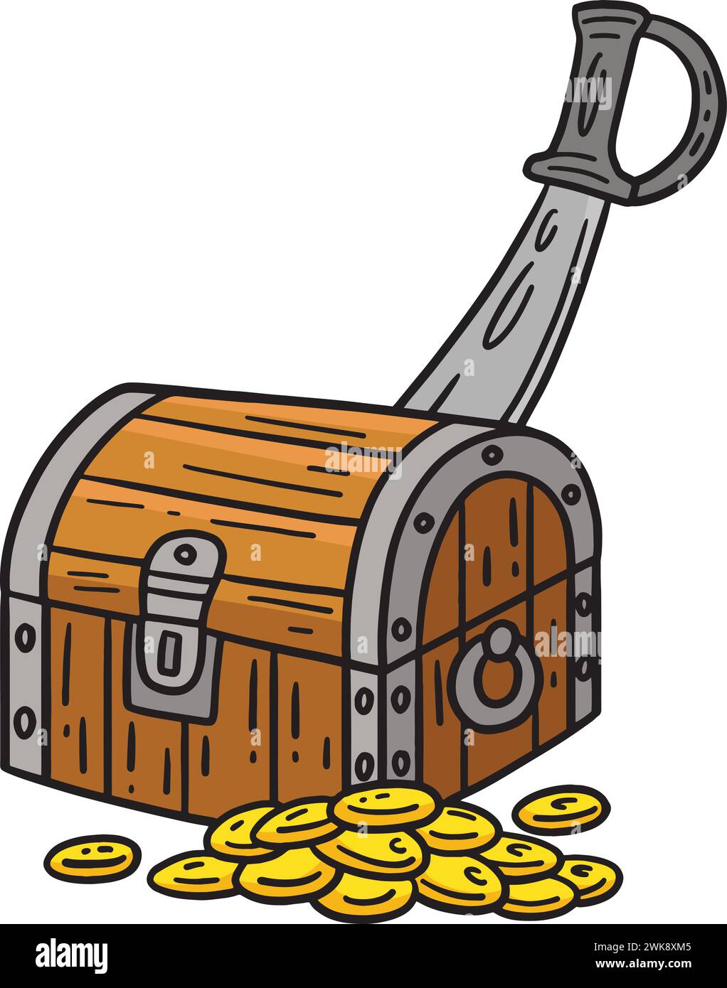 Pirate Treasure Chests and Cutlass Cartoon Clipart Stock Vector Image ...