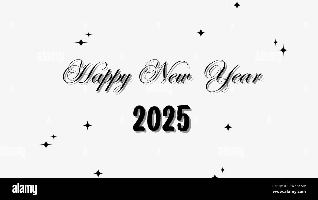 Happy New Year 2025 script amazing text hand lettering. Design template Celebration typography