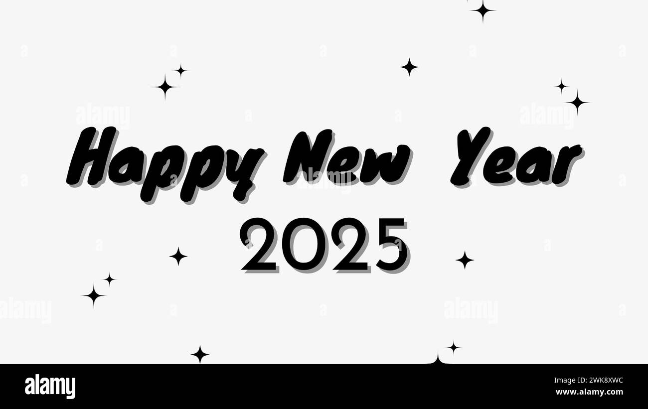 Happy New Year 2025 script amazing text hand lettering. Design template