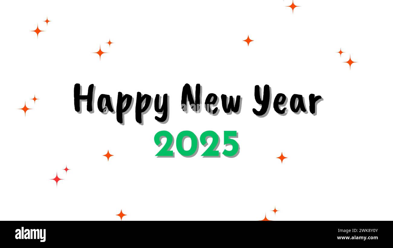 Happy New Year 2025 script amazing text hand lettering. Design template