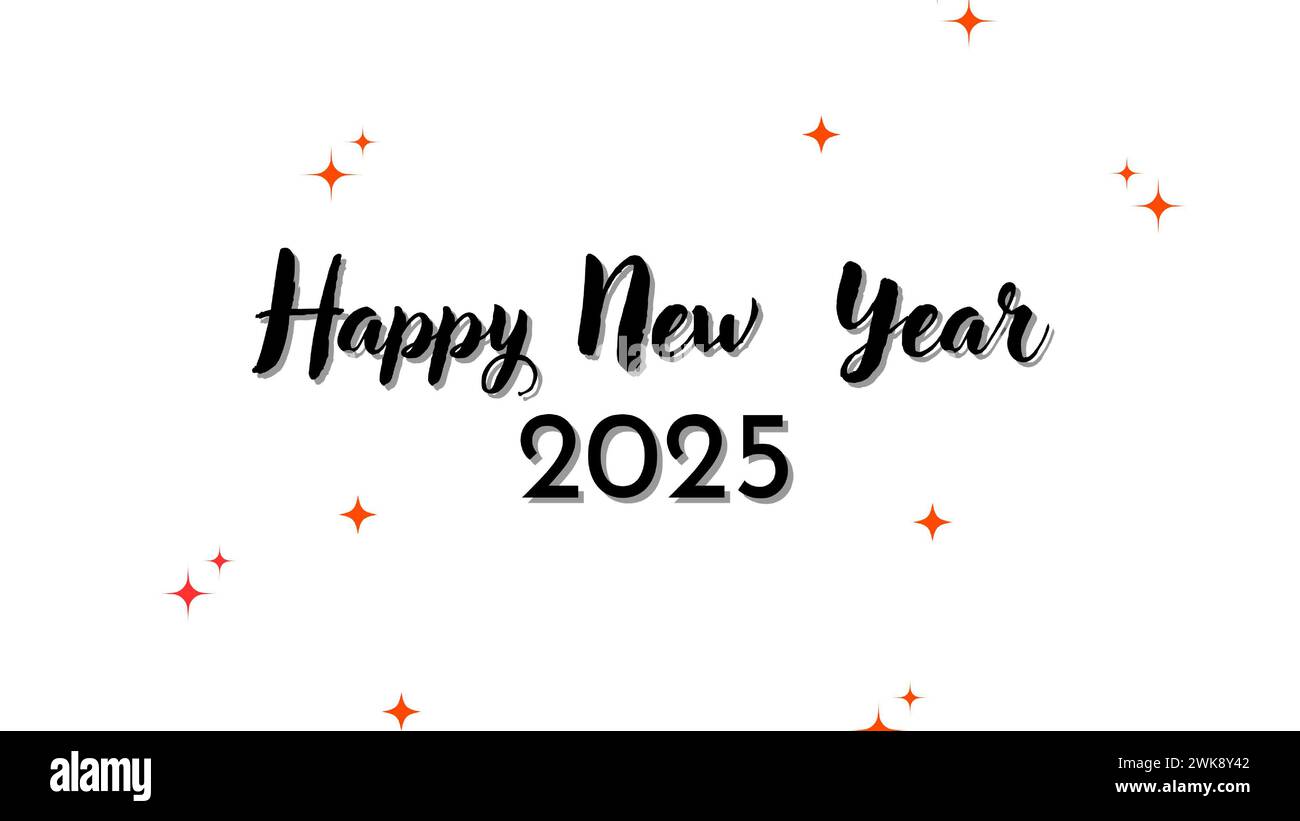 Happy New Year 2025 script amazing text hand lettering. Design template Celebration typography