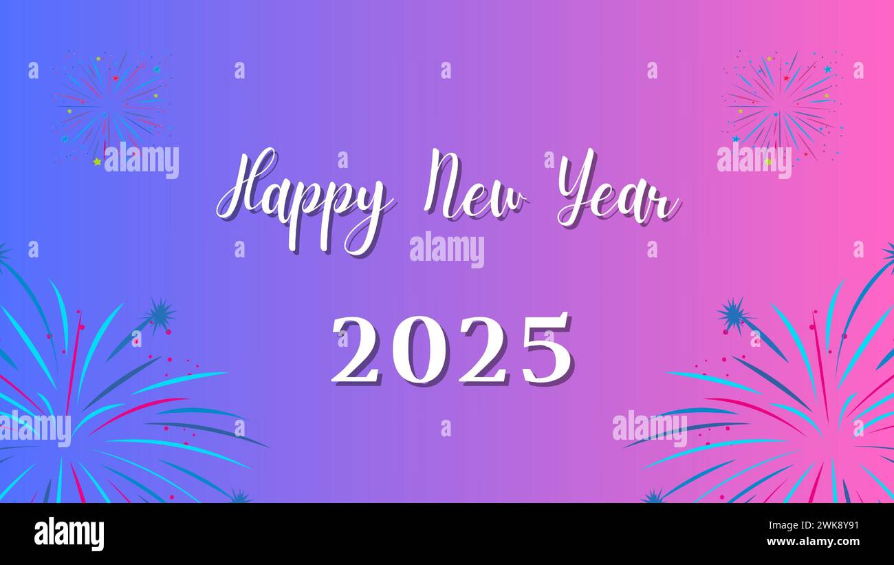 Happy New Year 2025 script amazing text hand lettering. Design template