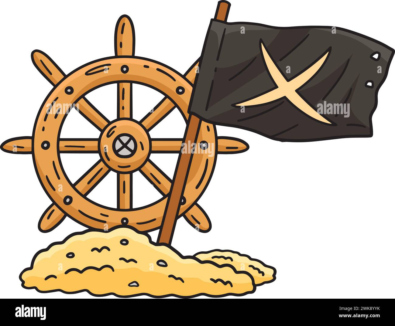Pirate Helm with an X Flag Cartoon Colored Clipart Stock Vector Image ...