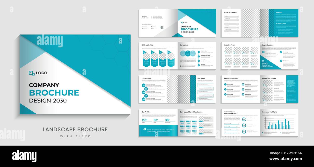 Landscape Brochure design. business Company Profile booklet magazine annual report template Stock Vector