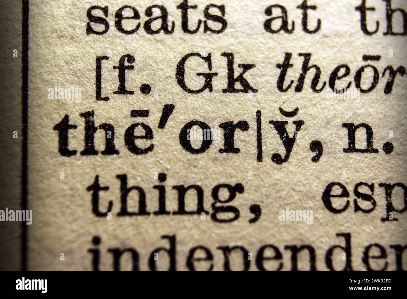 Definition of word theory on dictionary page, closeup Stock Photo Alamy