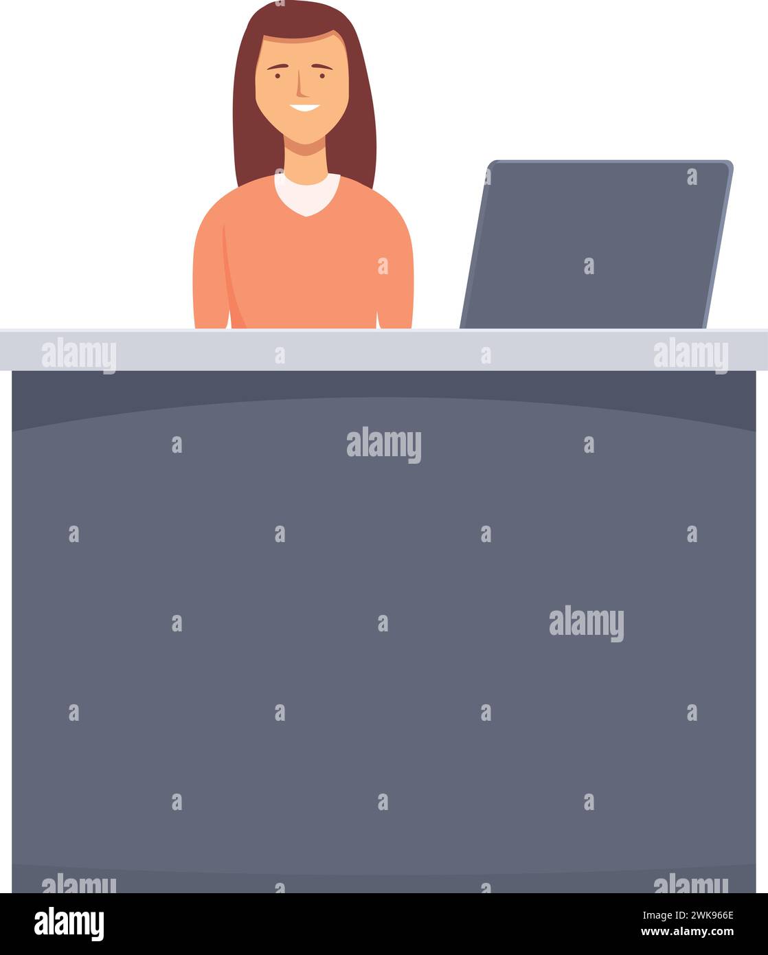 Internet female work icon cartoon vector. Registration staff. Visit ...