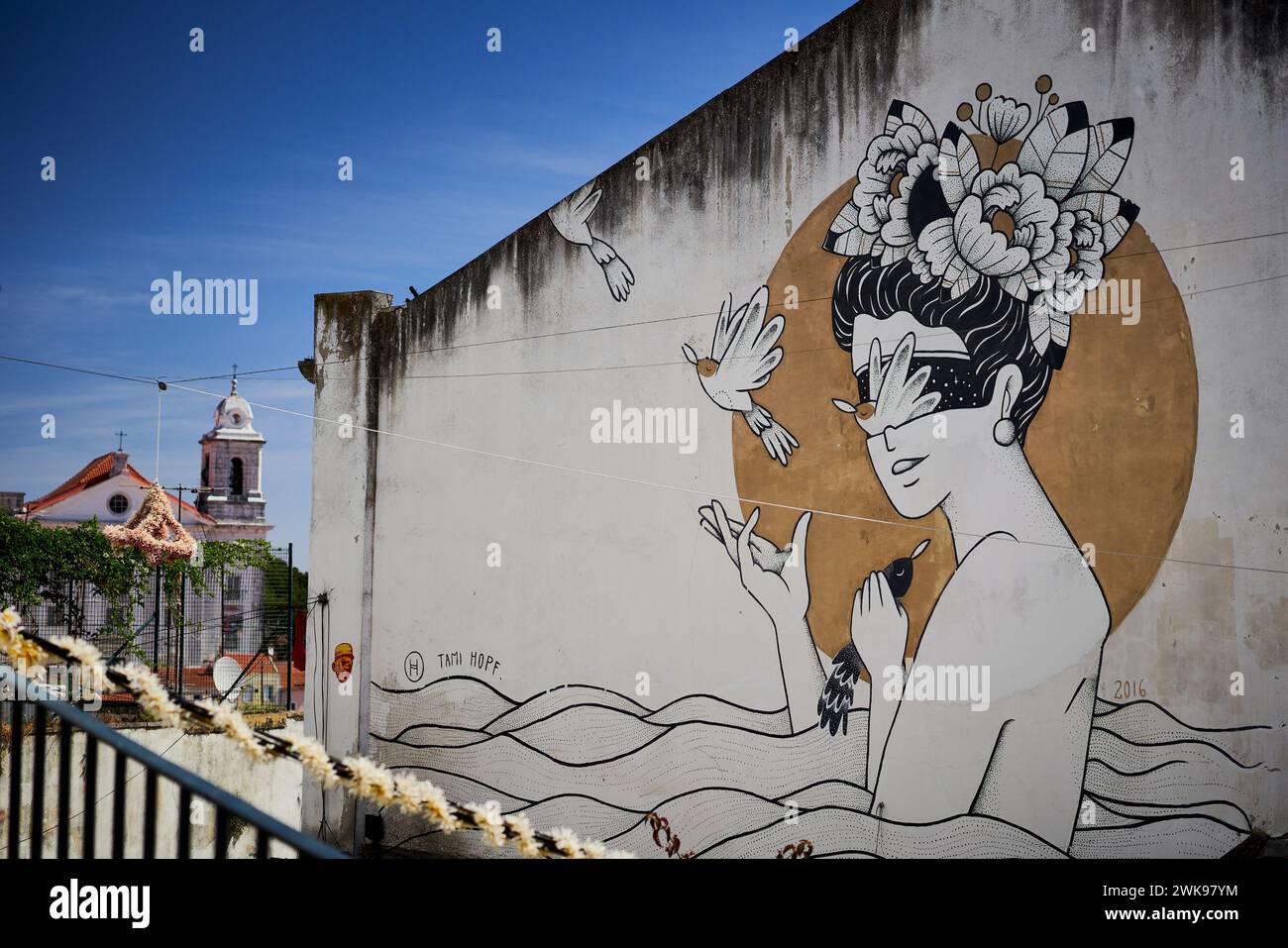 Wall Art Mural, Lisboa, Portugal Stock Photo