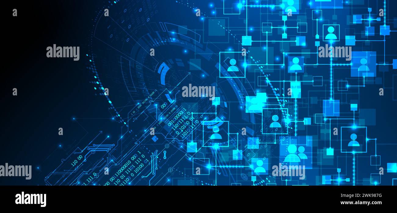 Abstract representation of a computer network and its users in the form ...