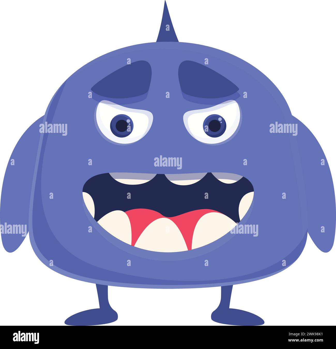 Funny big creature icon cartoon vector. Cute child gremlin. Happy face Stock Vector