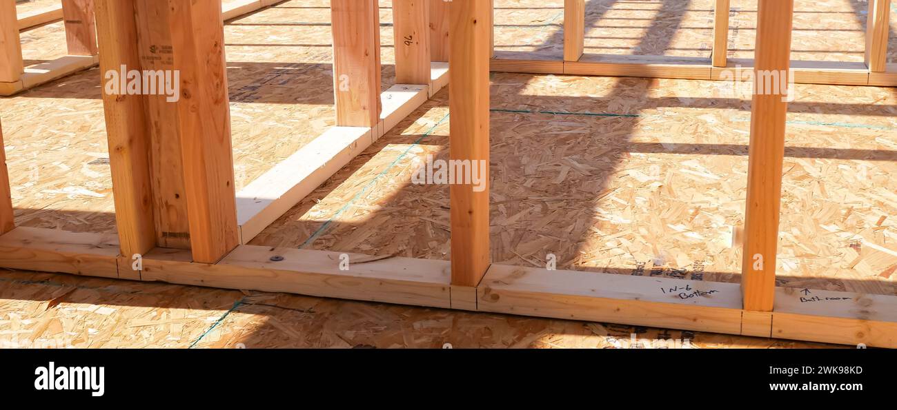 Panorama OSB sub flooring sheets cover, attach to the joists with wood