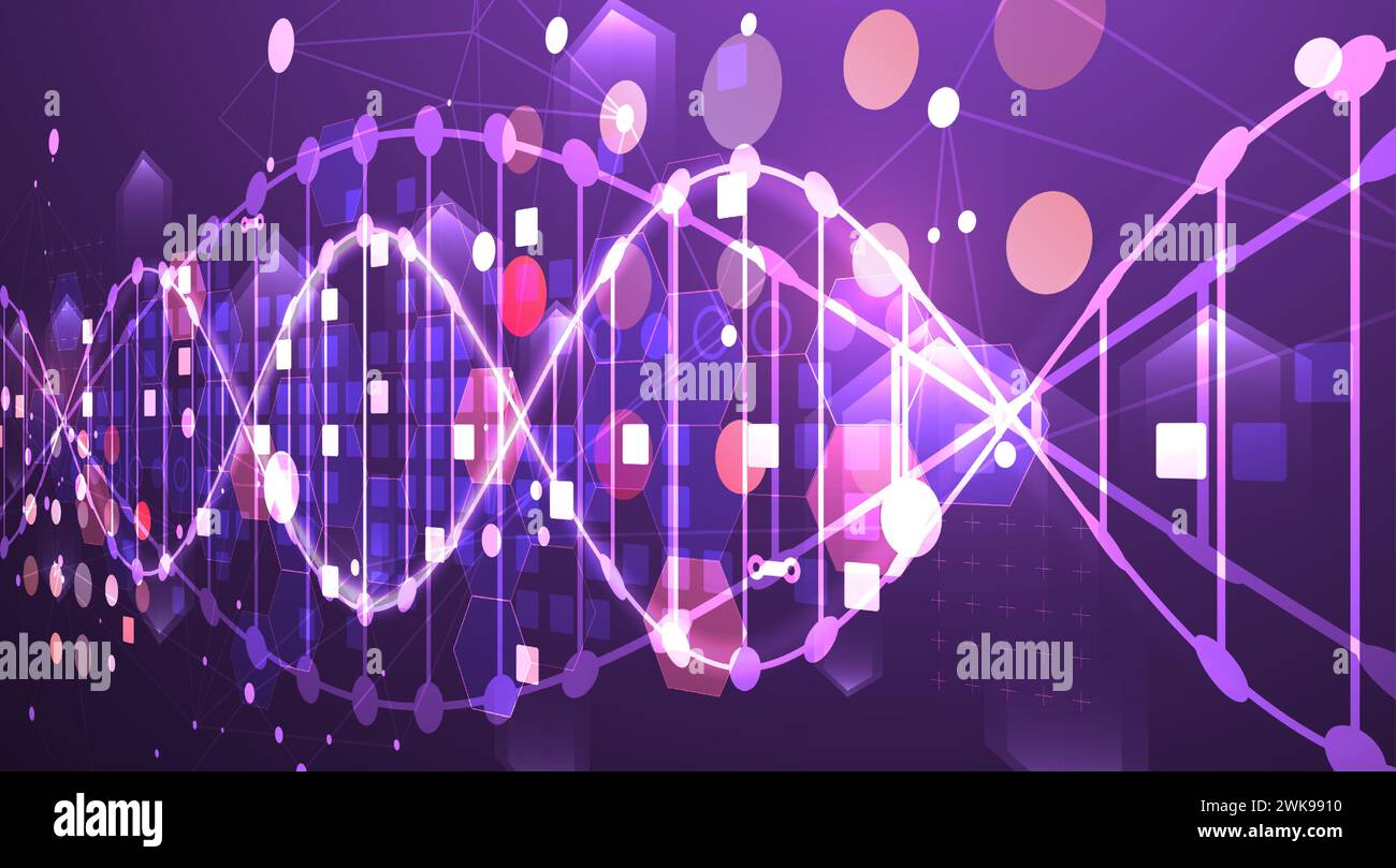 Scientific and technological background. Abstract image of DNA molecule ...