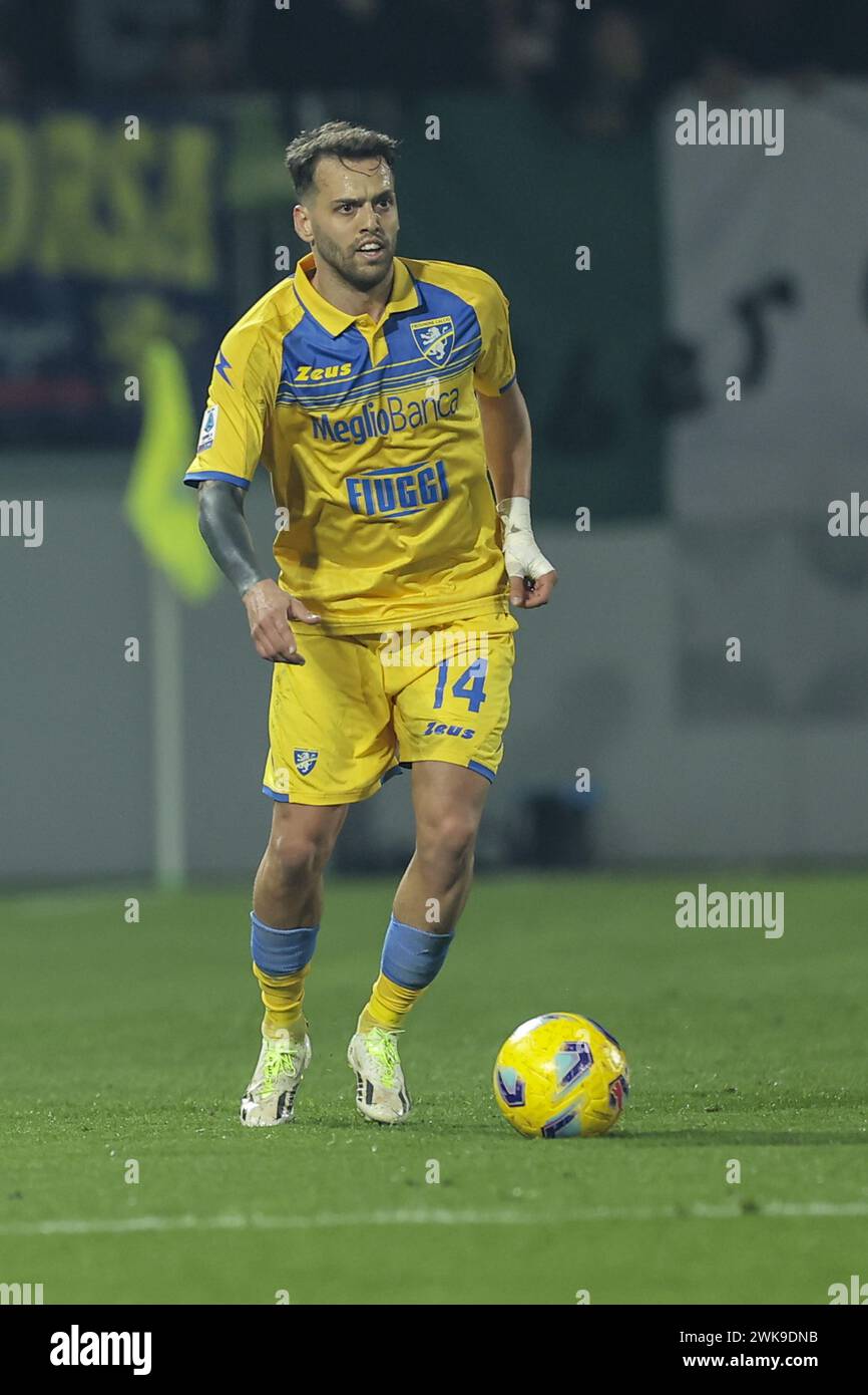 Frosinone, Italy. 18th Feb, 2024. Frosinone's Italian midfielder Francesco Gelli controls the ball during the Serie A football match between Frosinone Calcio vs AS Roma at the Benito Stirpe stadium in Frosinone, Italy on February 18, 2024. Credit: Independent Photo Agency/Alamy Live News Stock Photo