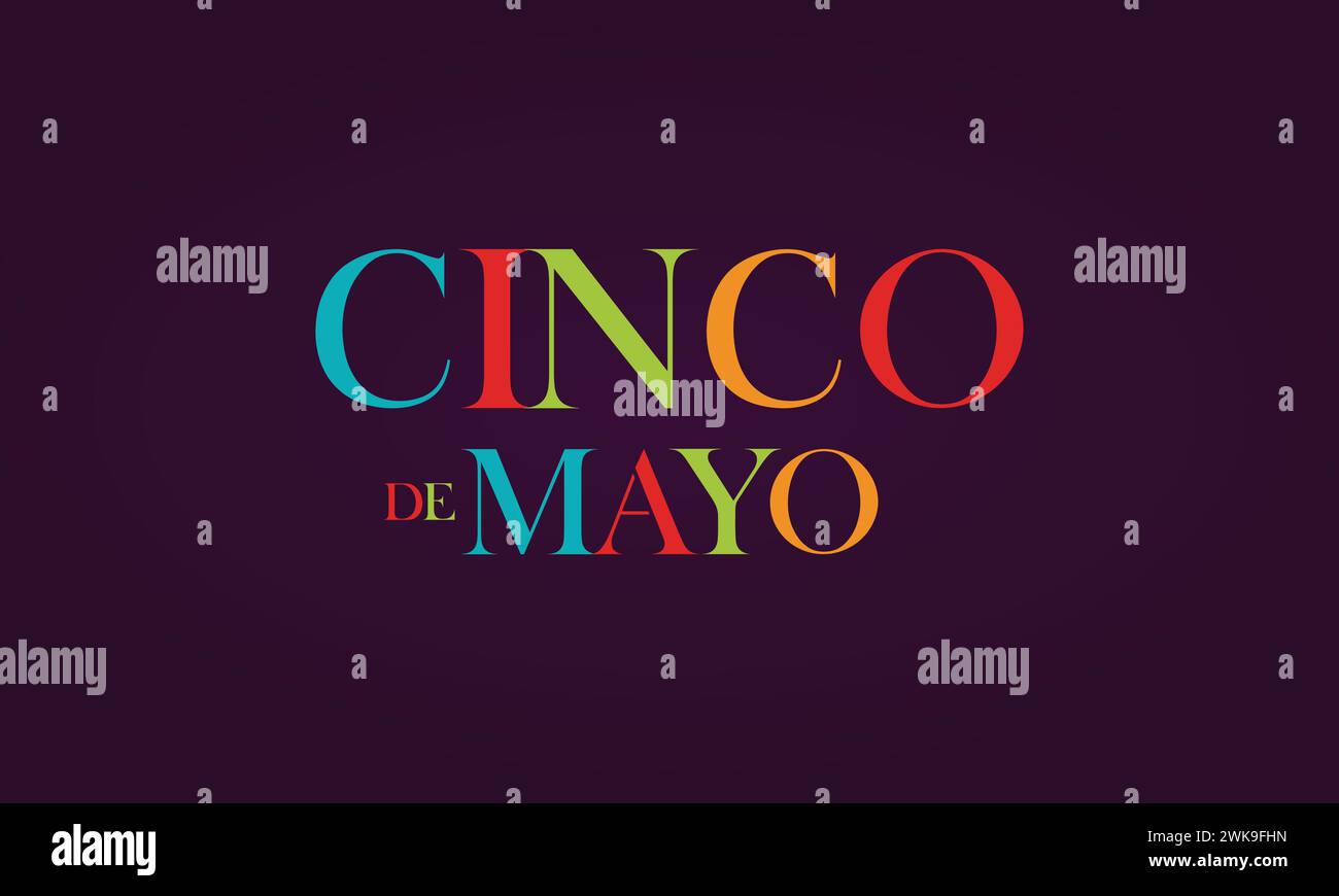 Cinco De Mayo Text And Purpel Background design Stock Vector