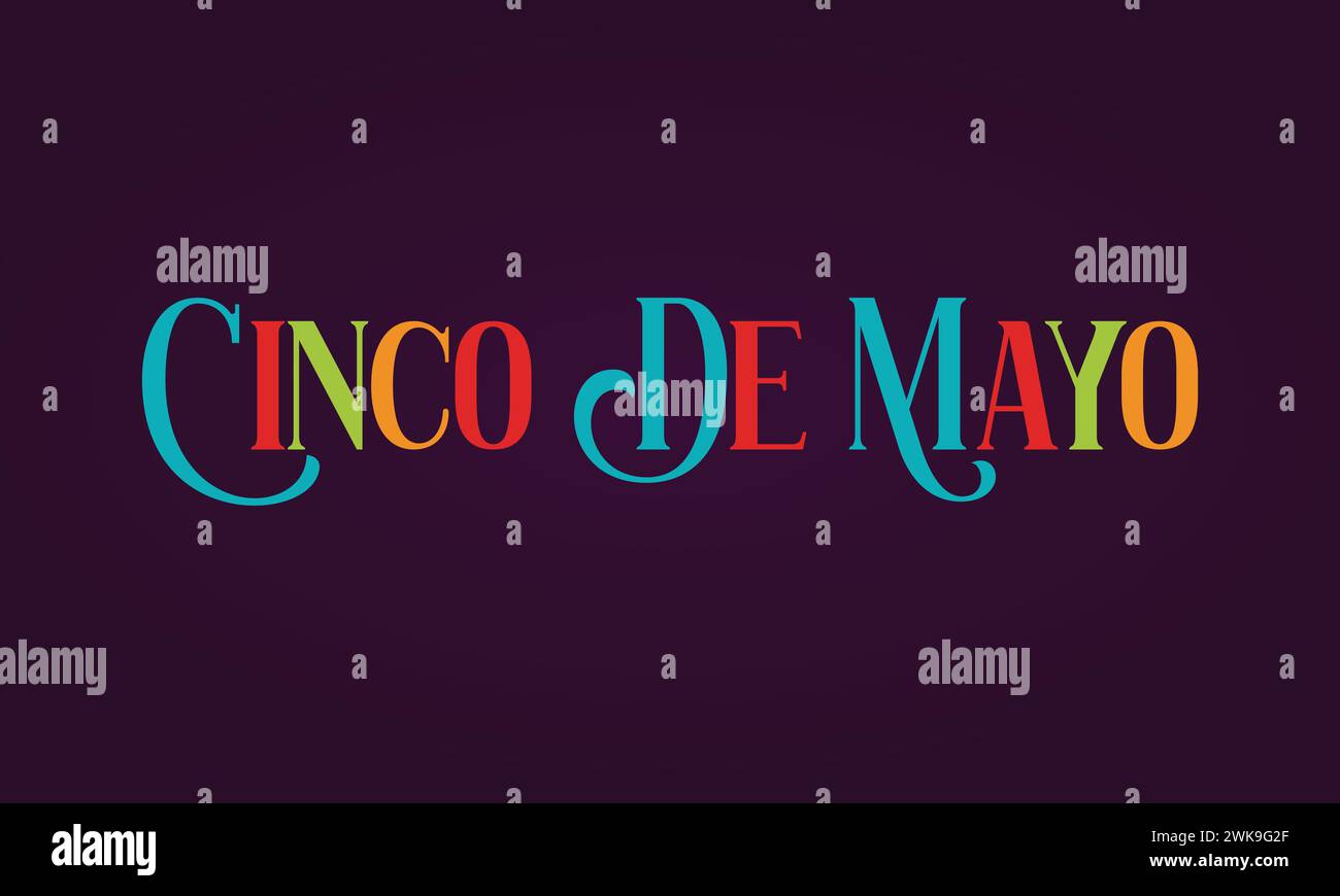 Cinco De Mayo Text And Purpel Background design Stock Vector