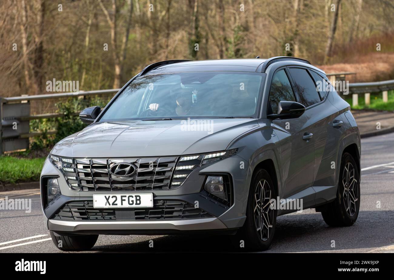 Milton Keynes,UK-Feb 19th 2024: 2022 grey Hyundai Tucson n line hybrid ...